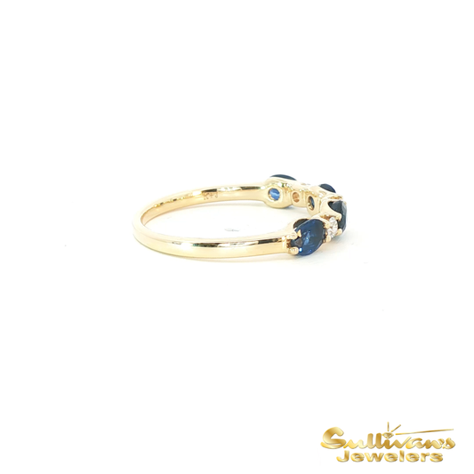 14K Yellow Gold Sapphire and Diamond Ring