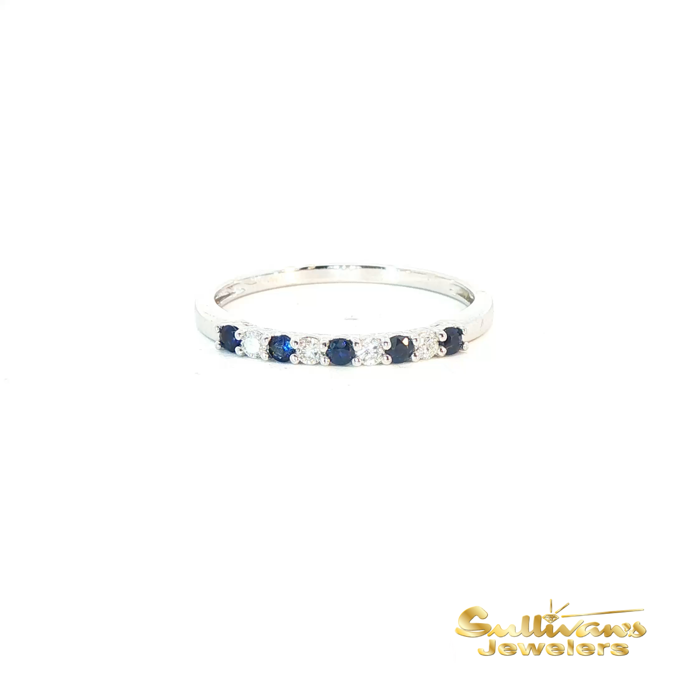 14K White Gold Sapphire and Diamond Ring