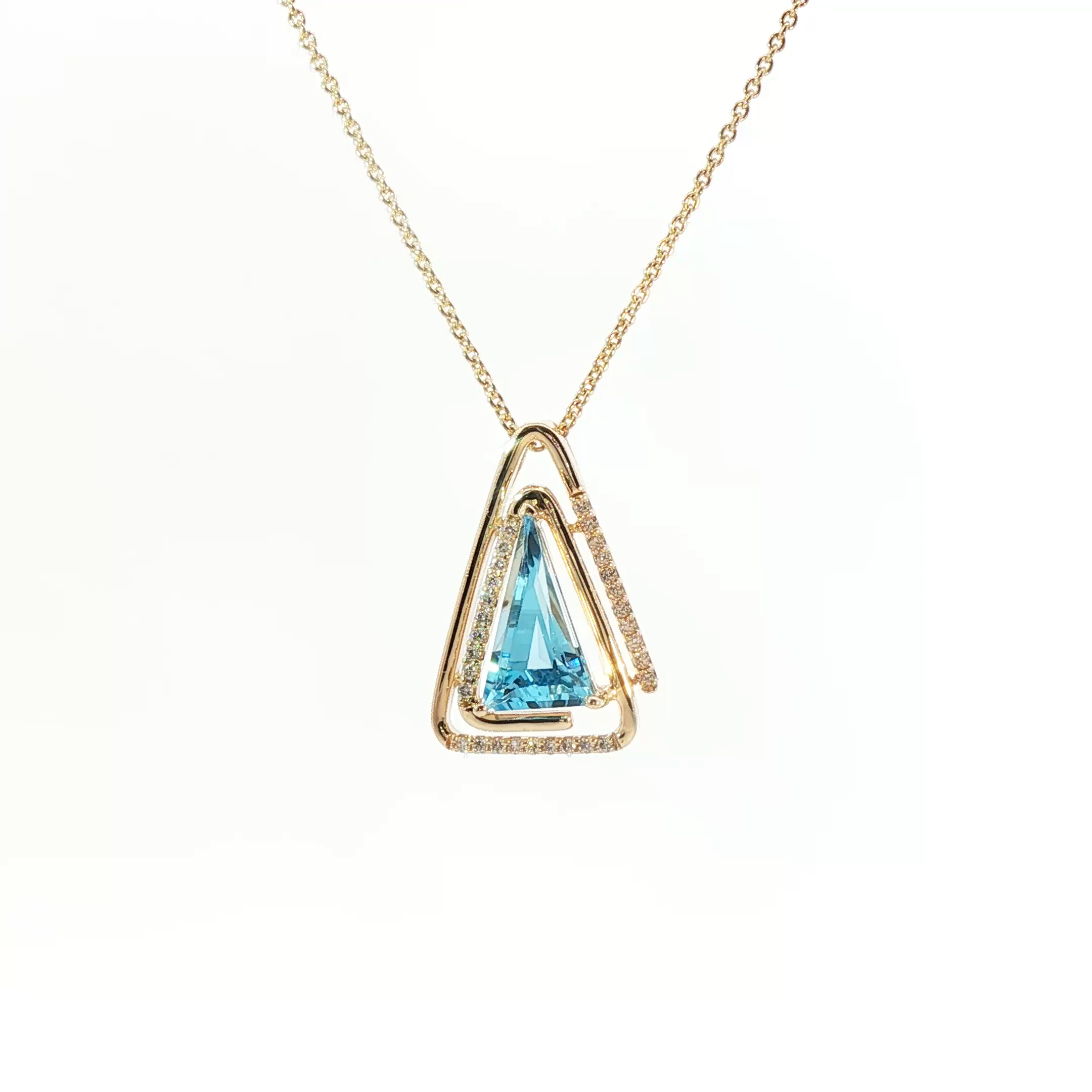 14K Yellow Gold Swiss Topaz Trillion Pendant