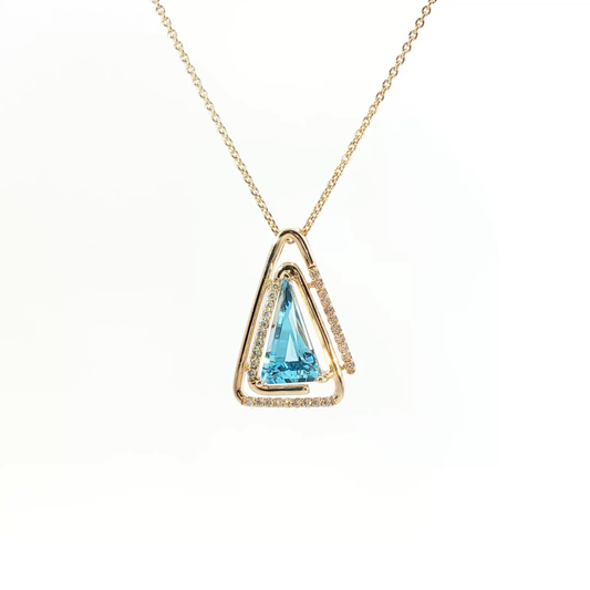 14K Yellow Gold Swiss Topaz Trillion Pendant