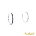 Load image into Gallery viewer, 14K White Gold Reverse Blue Sapphire Hoop Earrings
