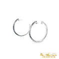 Load image into Gallery viewer, 14K White Gold Reverse Blue Sapphire Hoop Earrings
