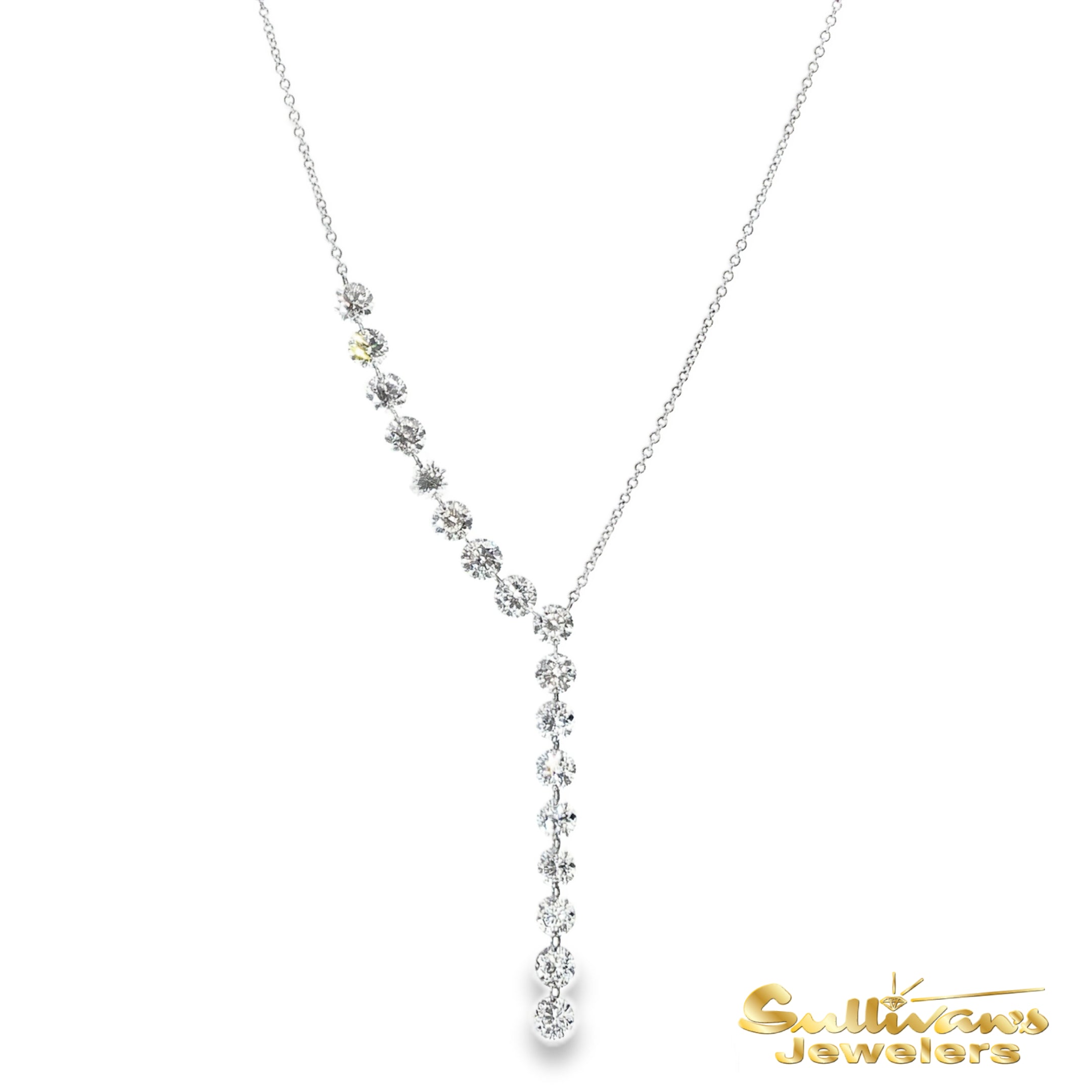 14K White Gold Diamond "Y" Necklace