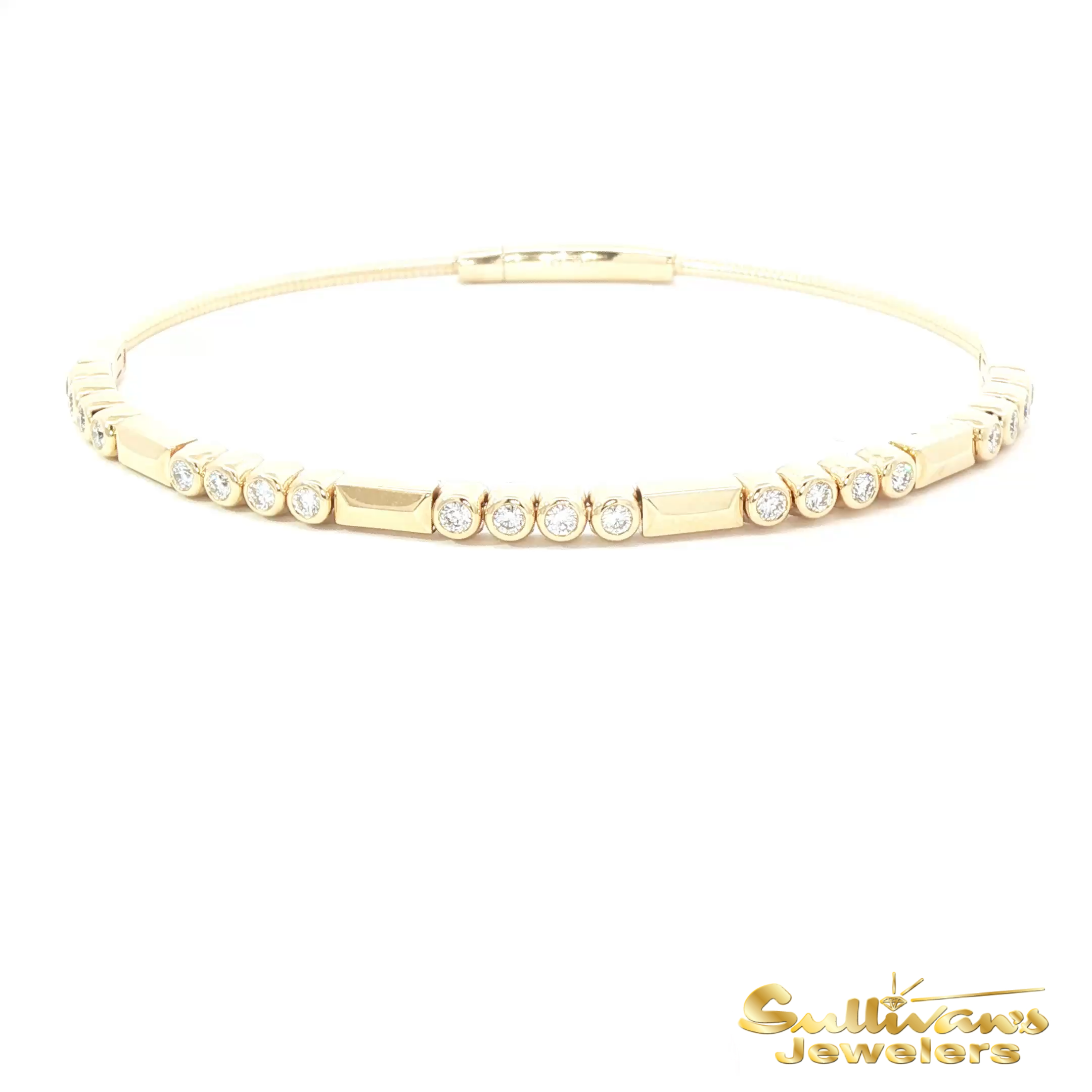 14K Yellow Gold Tennis Bracelet with Round Brilliant Diamonds