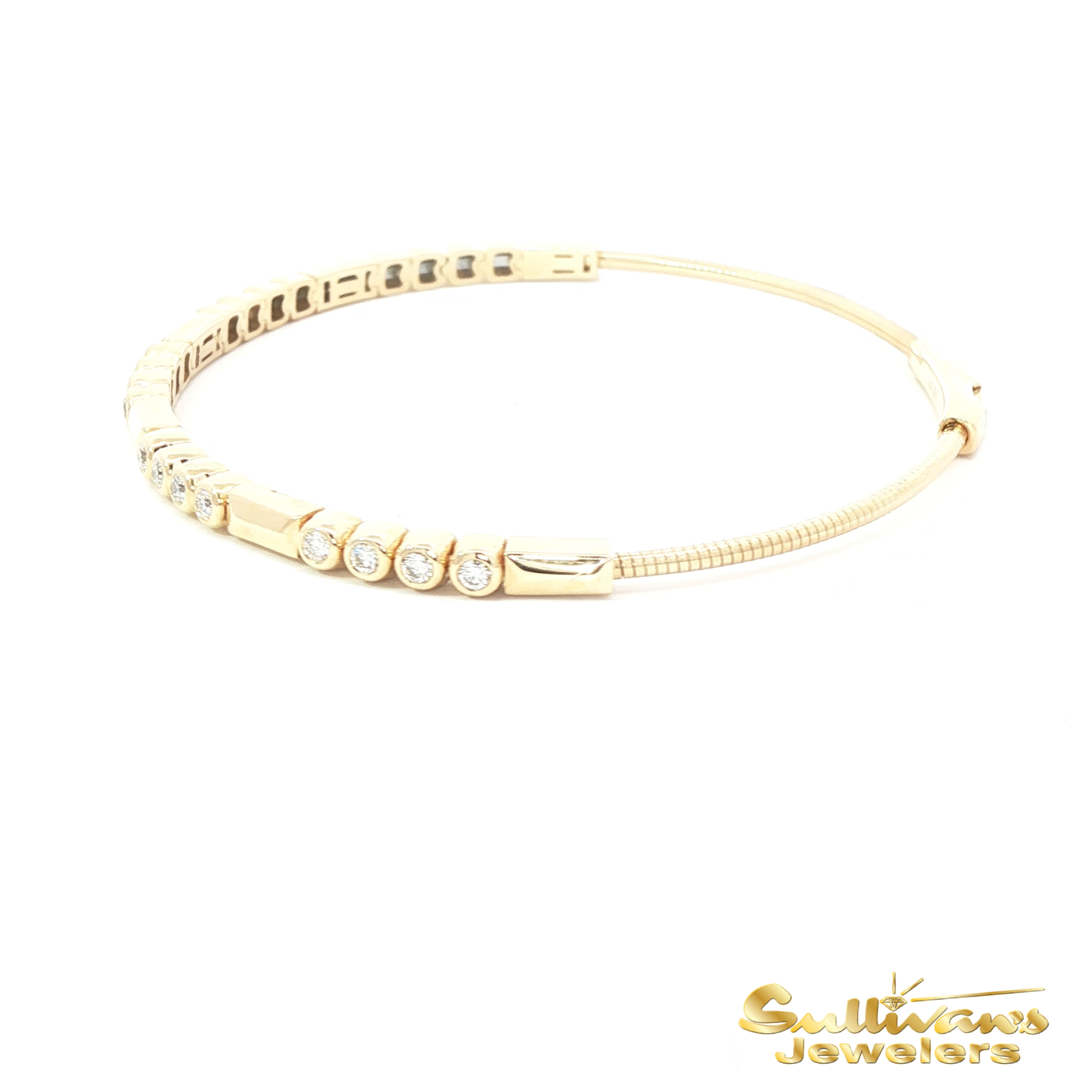 14K Yellow Gold Tennis Bracelet with Round Brilliant Diamonds