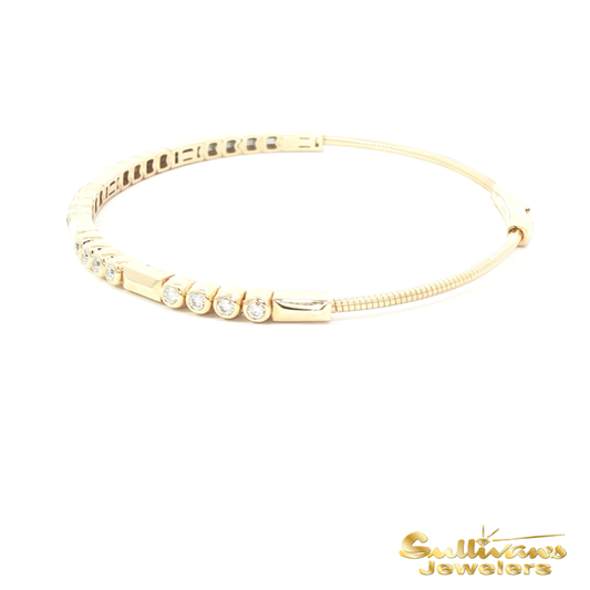 14K Yellow Gold Tennis Bracelet with Round Brilliant Diamonds
