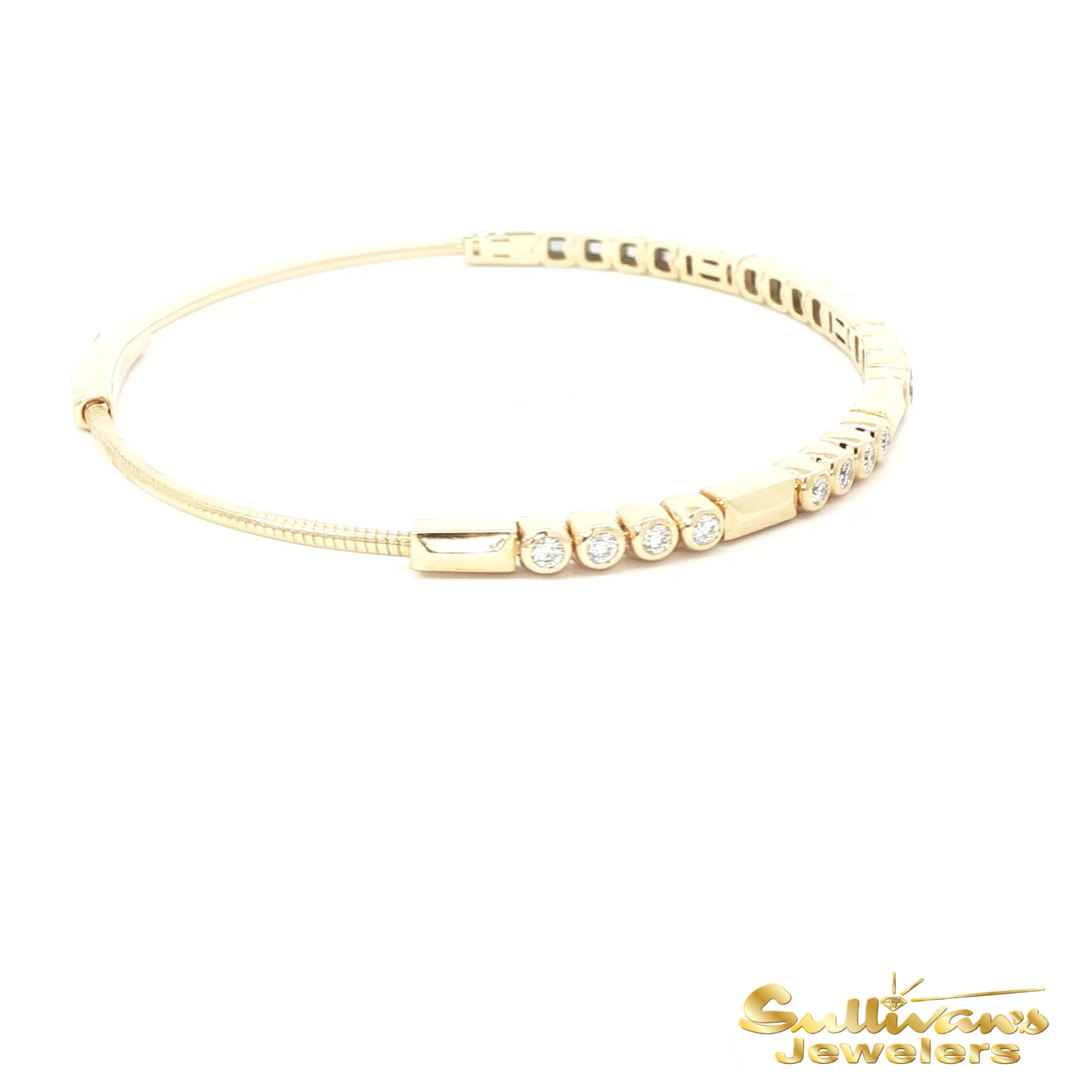 14K Yellow Gold Tennis Bracelet with Round Brilliant Diamonds