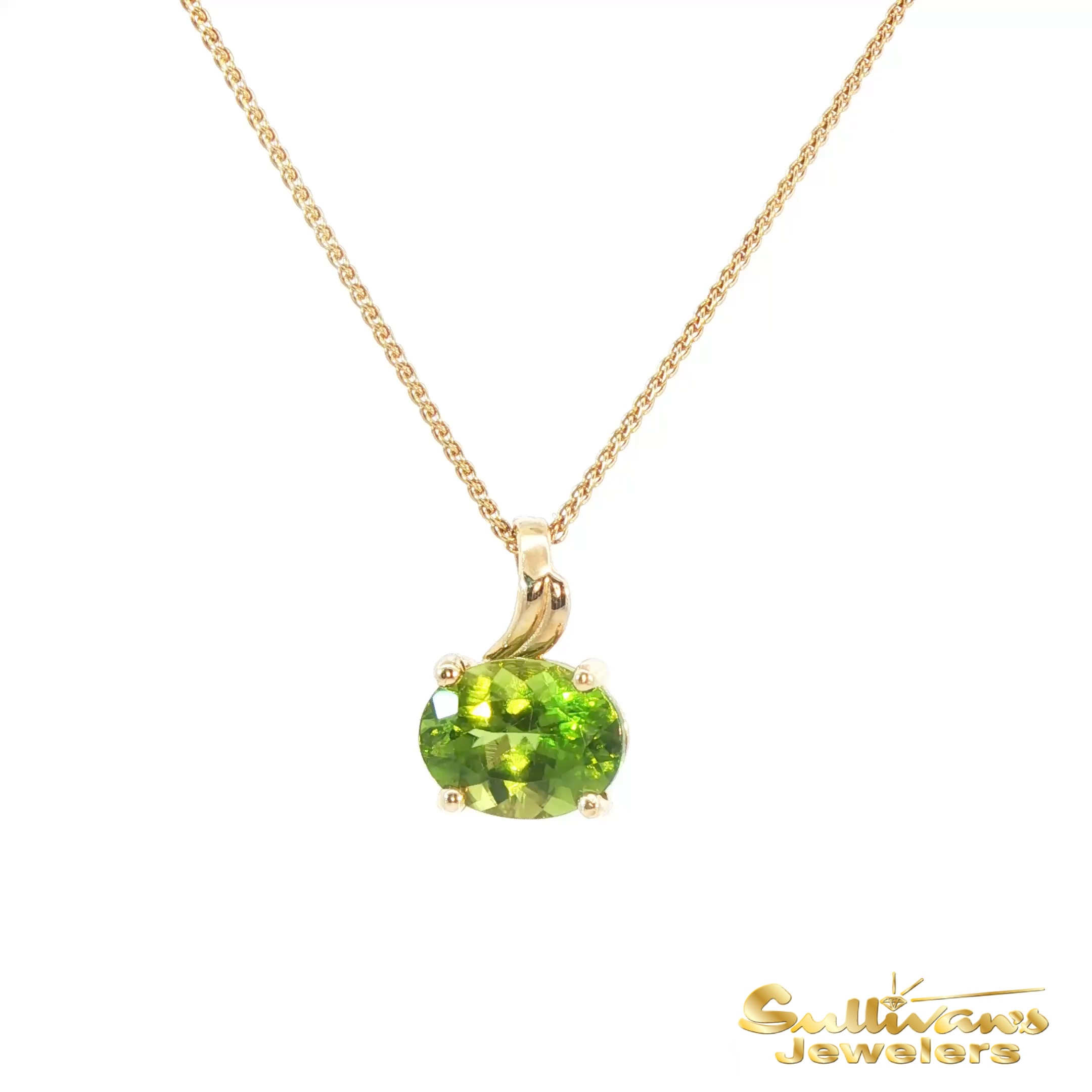 14K Yellow Gold Oval Peridot Pendant