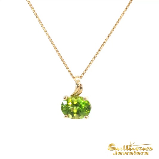 14K Yellow Gold Oval Peridot Pendant