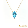 Load image into Gallery viewer, 14K Yellow Gold Necklace Kite Shaped Blue Topaz
