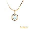 Load image into Gallery viewer, 14K Yellow Gold Pendant Diamond Halo Hexagon Blue Topaz

