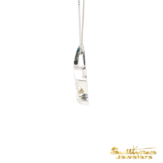 14K White Gold Diamond Pendant Necklace with Round Brilliant Cut