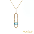 Load image into Gallery viewer, 14K Yellow Gold and Diamond Pendant with Emerald Cut Blue Topaz
