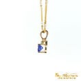 Load image into Gallery viewer, 10K Yellow Gold Tanzanite Bar and Diamond Pendant
