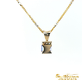 Load image into Gallery viewer, 10K Yellow Gold Tanzanite Bar and Diamond Pendant
