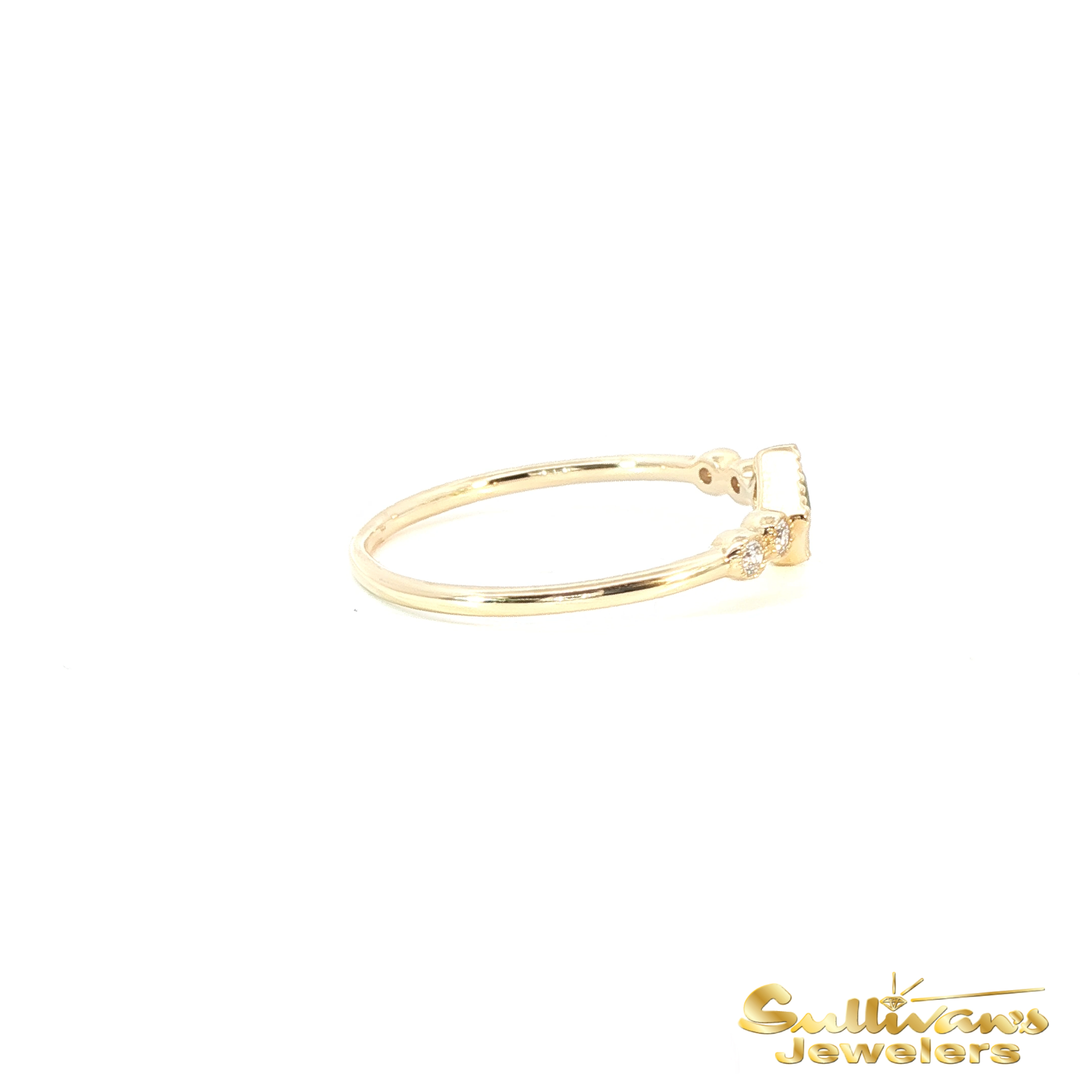 14K Yellow Gold Princess Cut Peridot and Diamond Stackable Ring