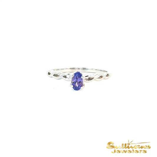 14K White Gold Tanzanite Infinity Ring