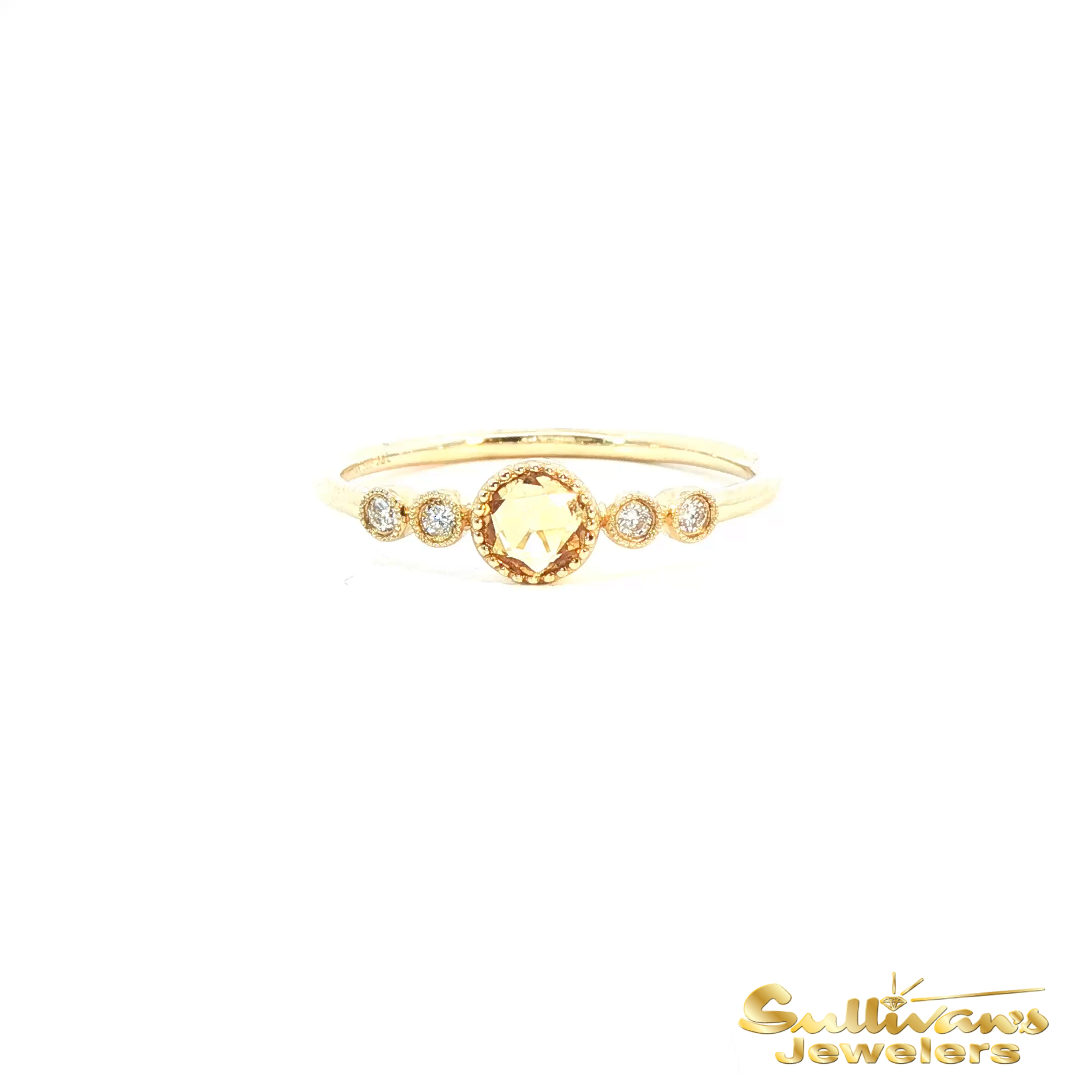 14K Yellow Gold Citrine and Diamond Ring