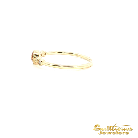 14K Yellow Gold Citrine and Diamond Ring