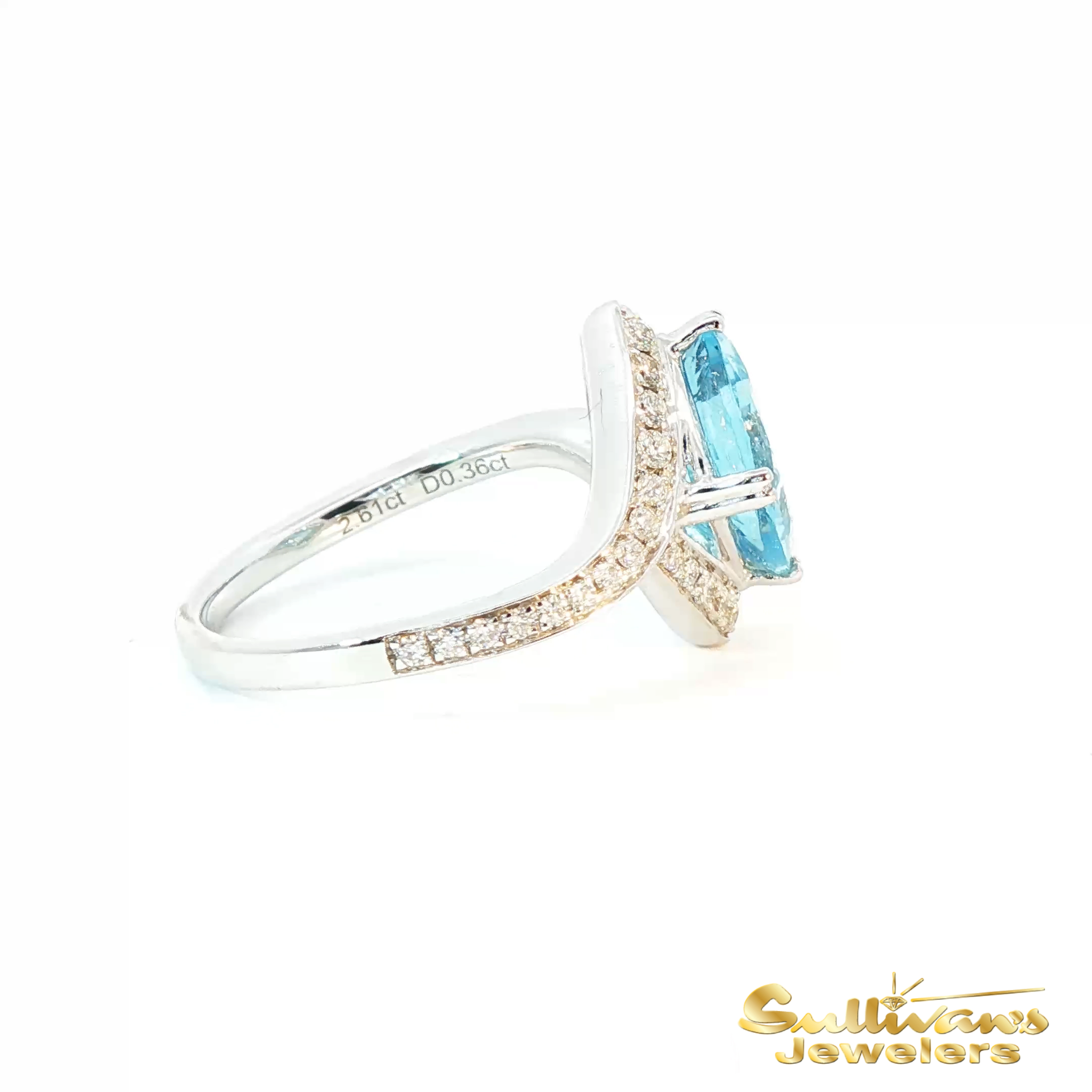 18K White Gold Bypass Aquamarine Ring