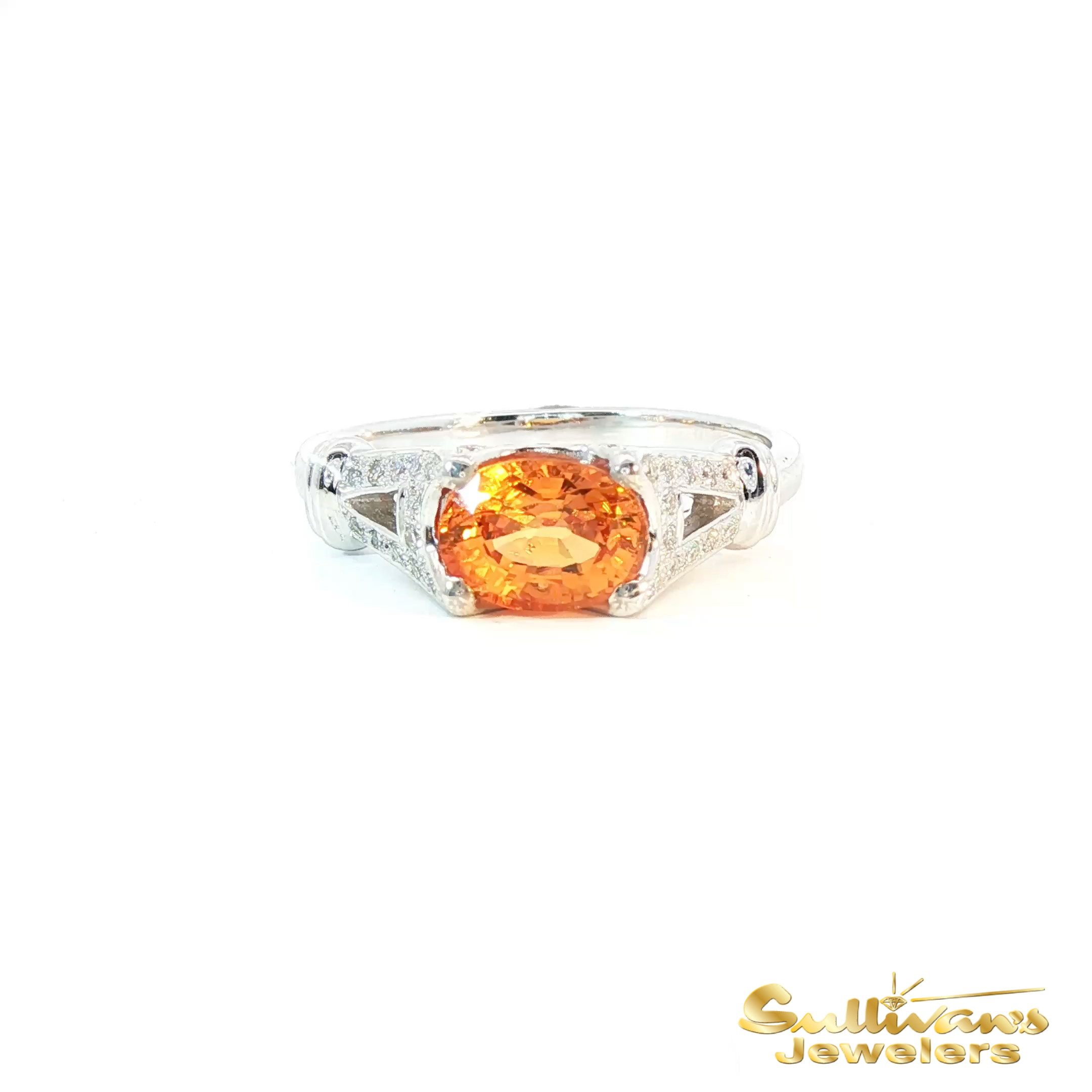 18K White Gold Spessartite Garnet Ring
