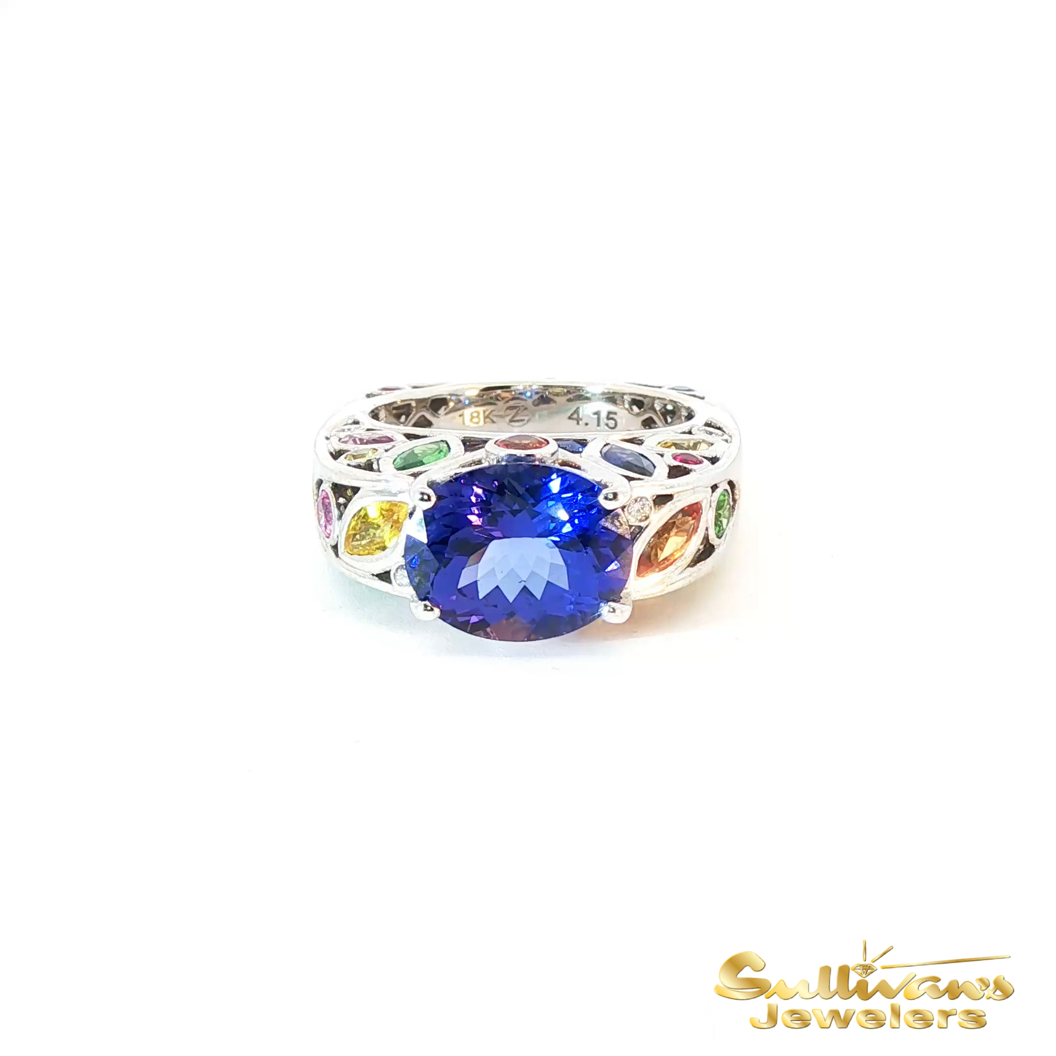 18K White Gold Multi-Colored Ring