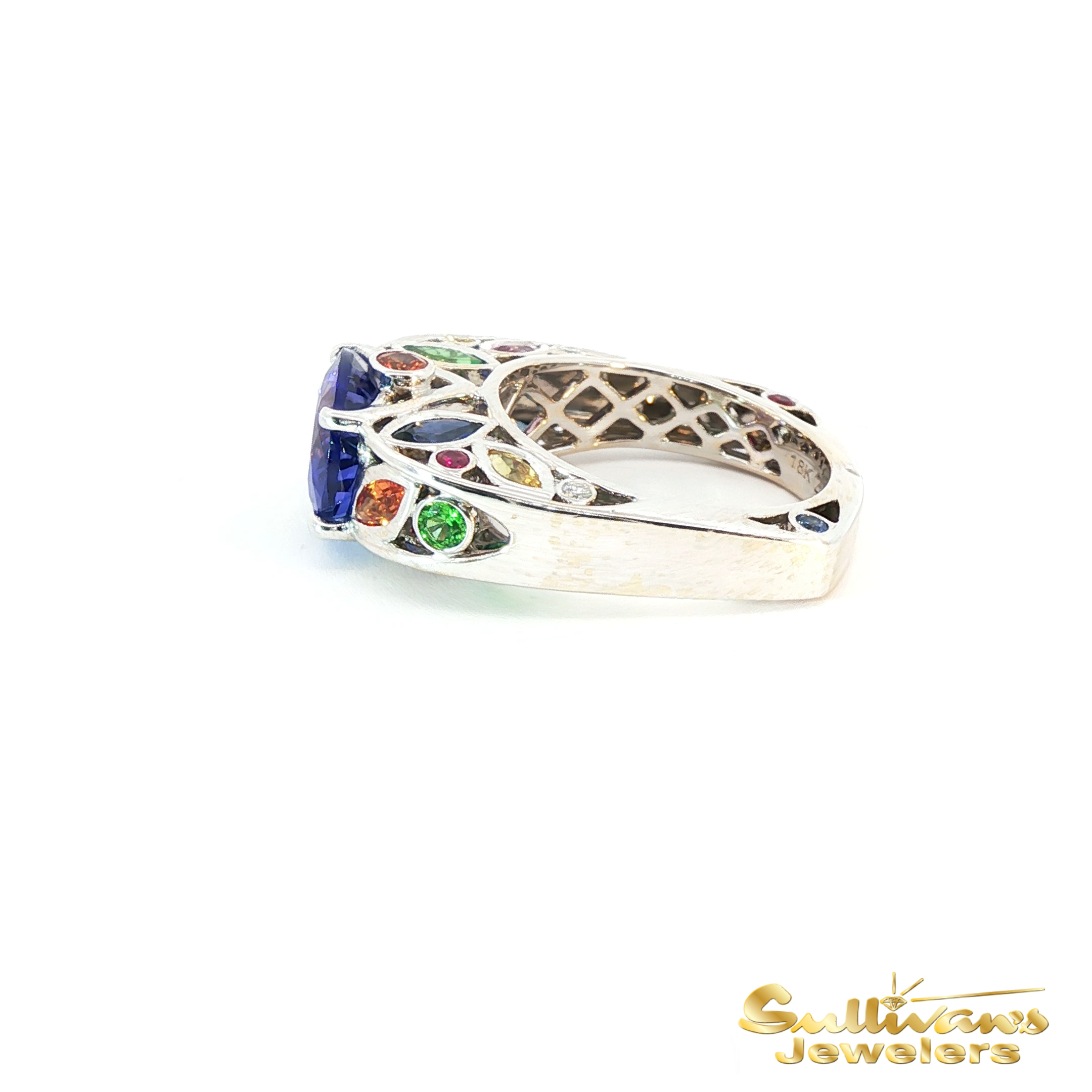 18K White Gold Multi-Colored Ring