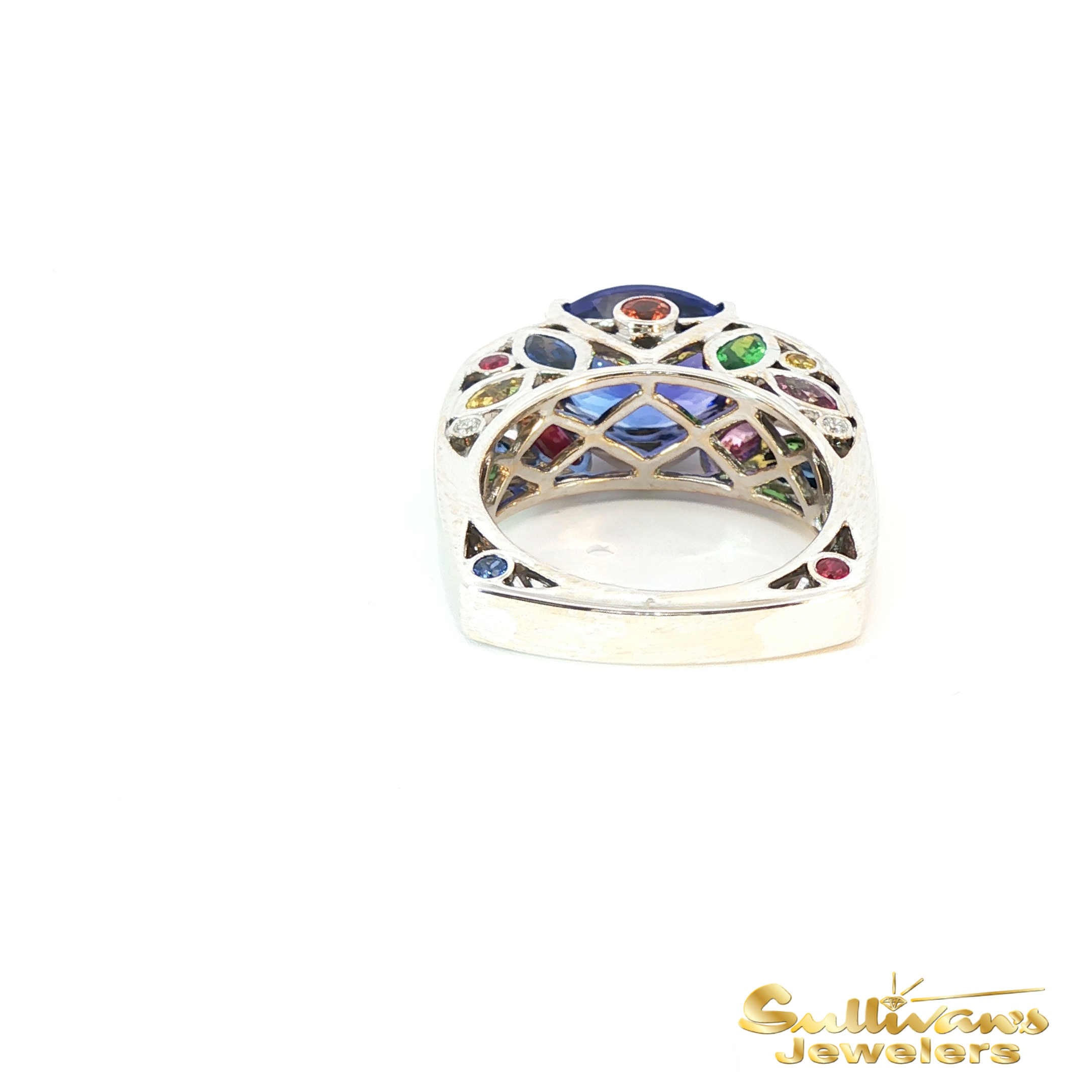 18K White Gold Multi-Colored Ring