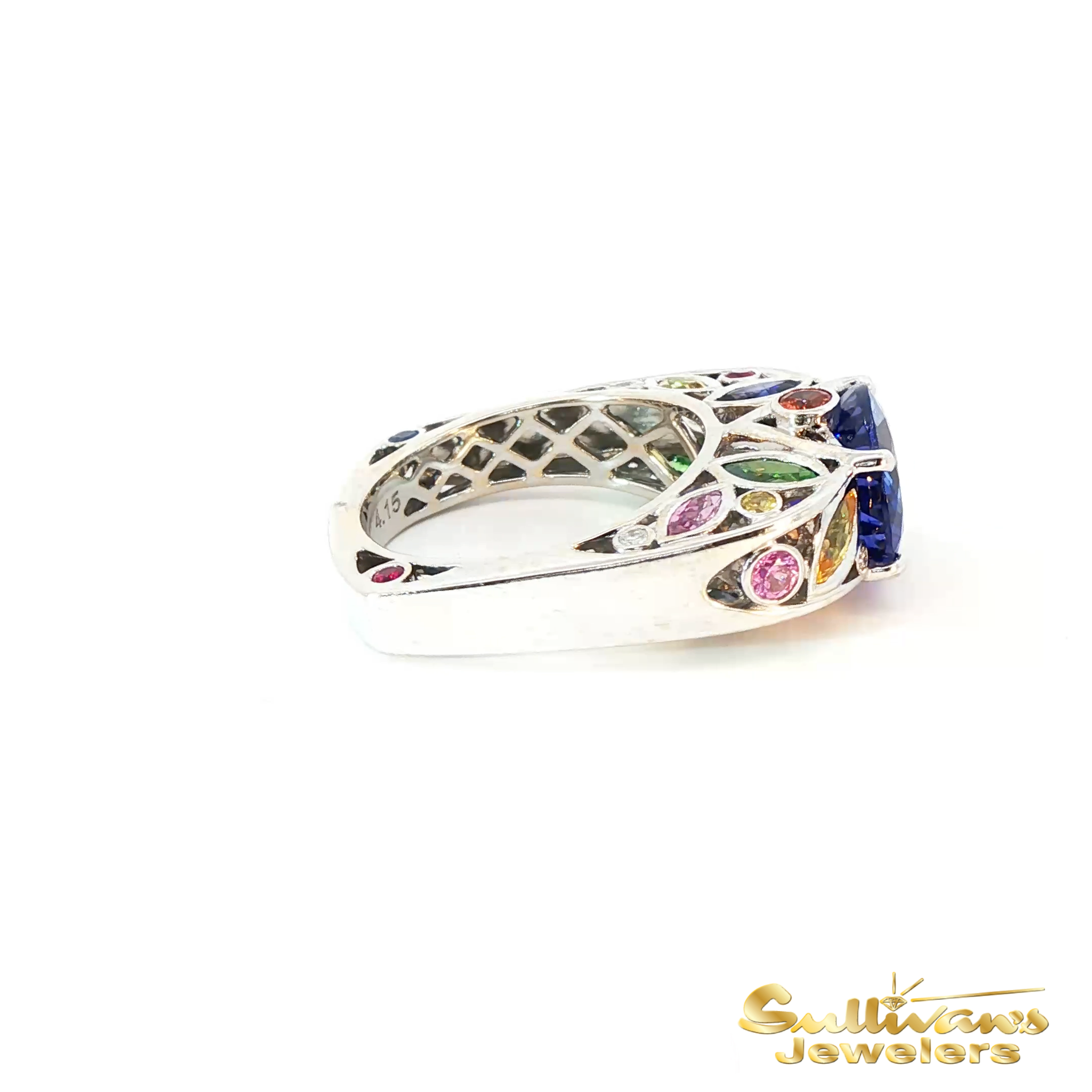 18K White Gold Multi-Colored Ring