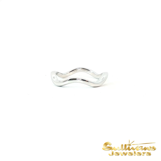 Sterling Silver Wavy Band Ring Swimming Up Stream Autism Awareness Collection