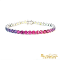 Load image into Gallery viewer, 14K White Gold Rainbow Sapphire Tennis Bracelet

