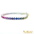 Load image into Gallery viewer, 14K White Gold Rainbow Sapphire Tennis Bracelet
