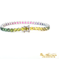 Load image into Gallery viewer, 14K White Gold Rainbow Sapphire Tennis Bracelet
