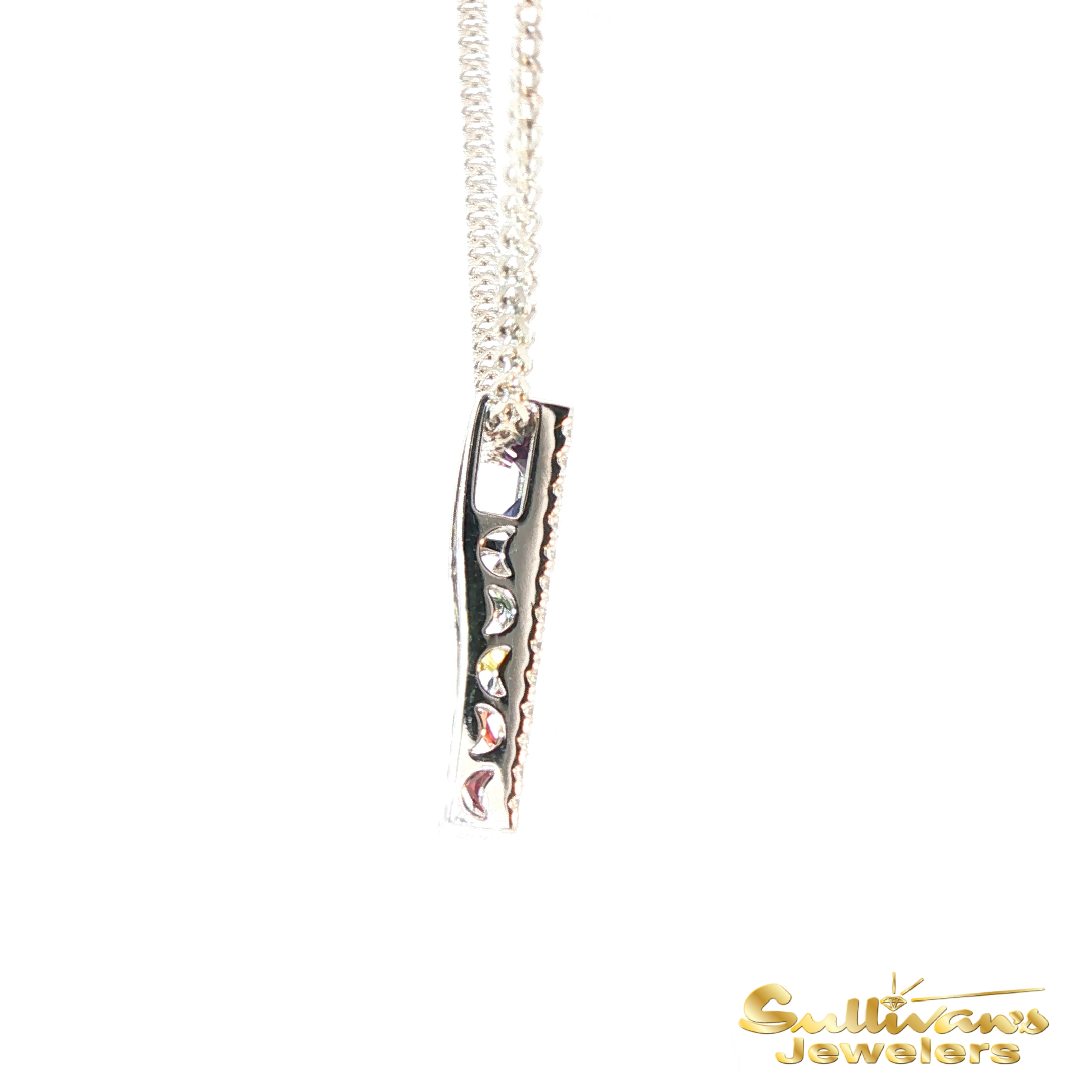 Sterling Silver Sapphire Rainbow Line Pendant