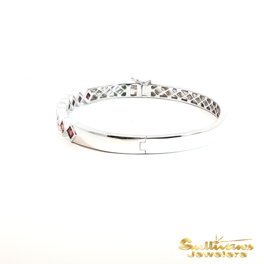 Sterling Silver Rainbow Sapphire Bangle
