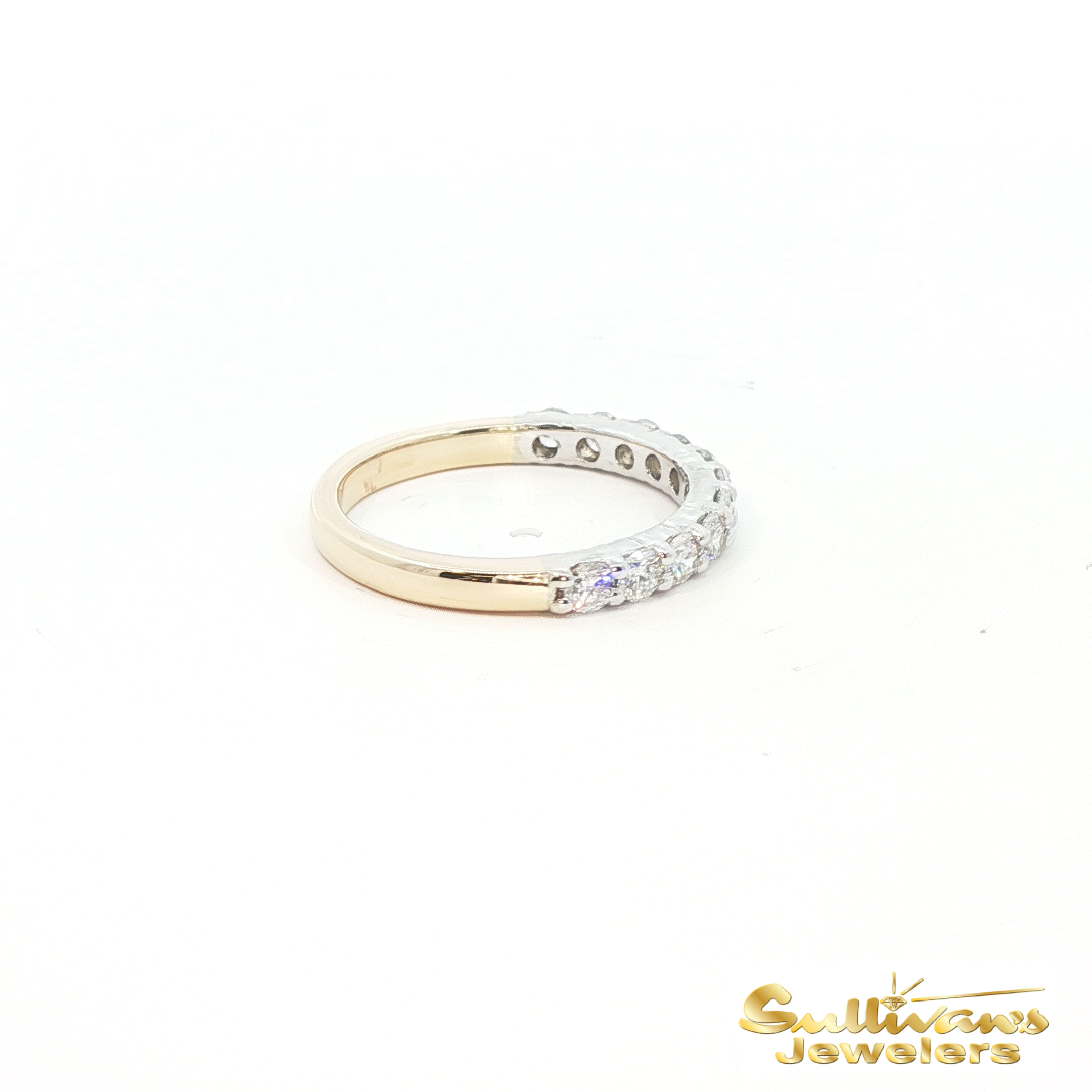 14K Two-Tone Natural Diamond Band
