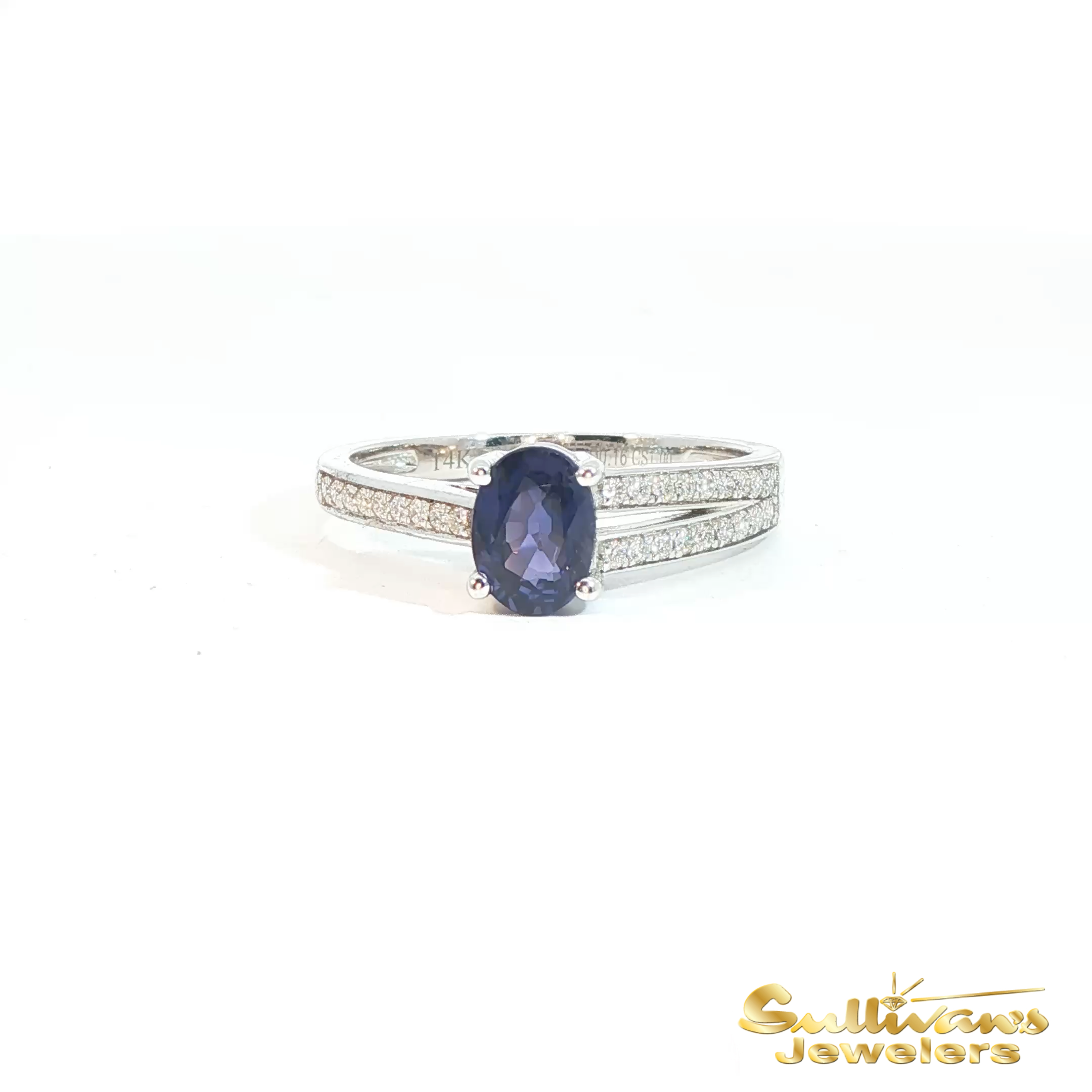 14K White Gold Blue/Purple Sapphire Ring
