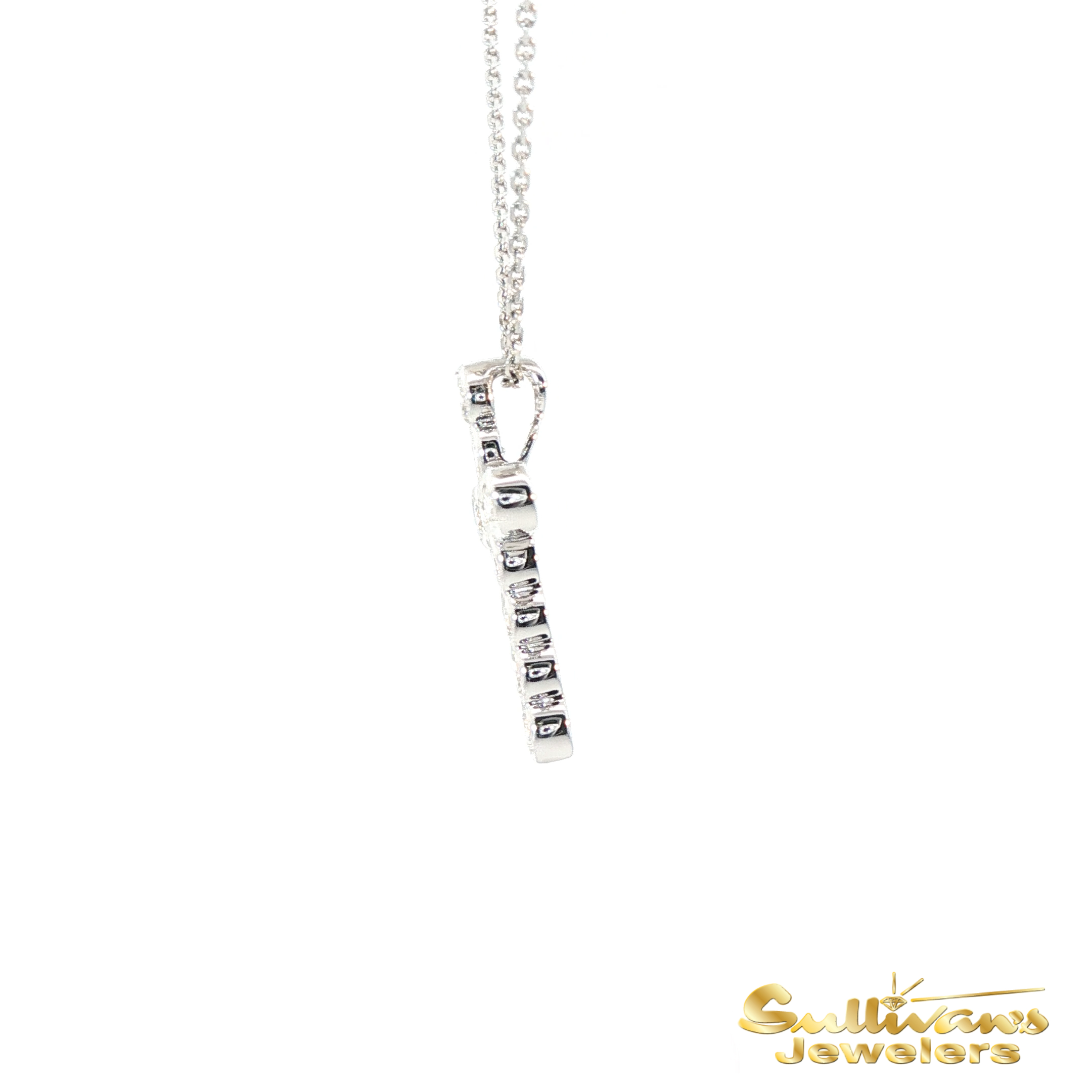 14K White Gold Diamond Cross Pendant