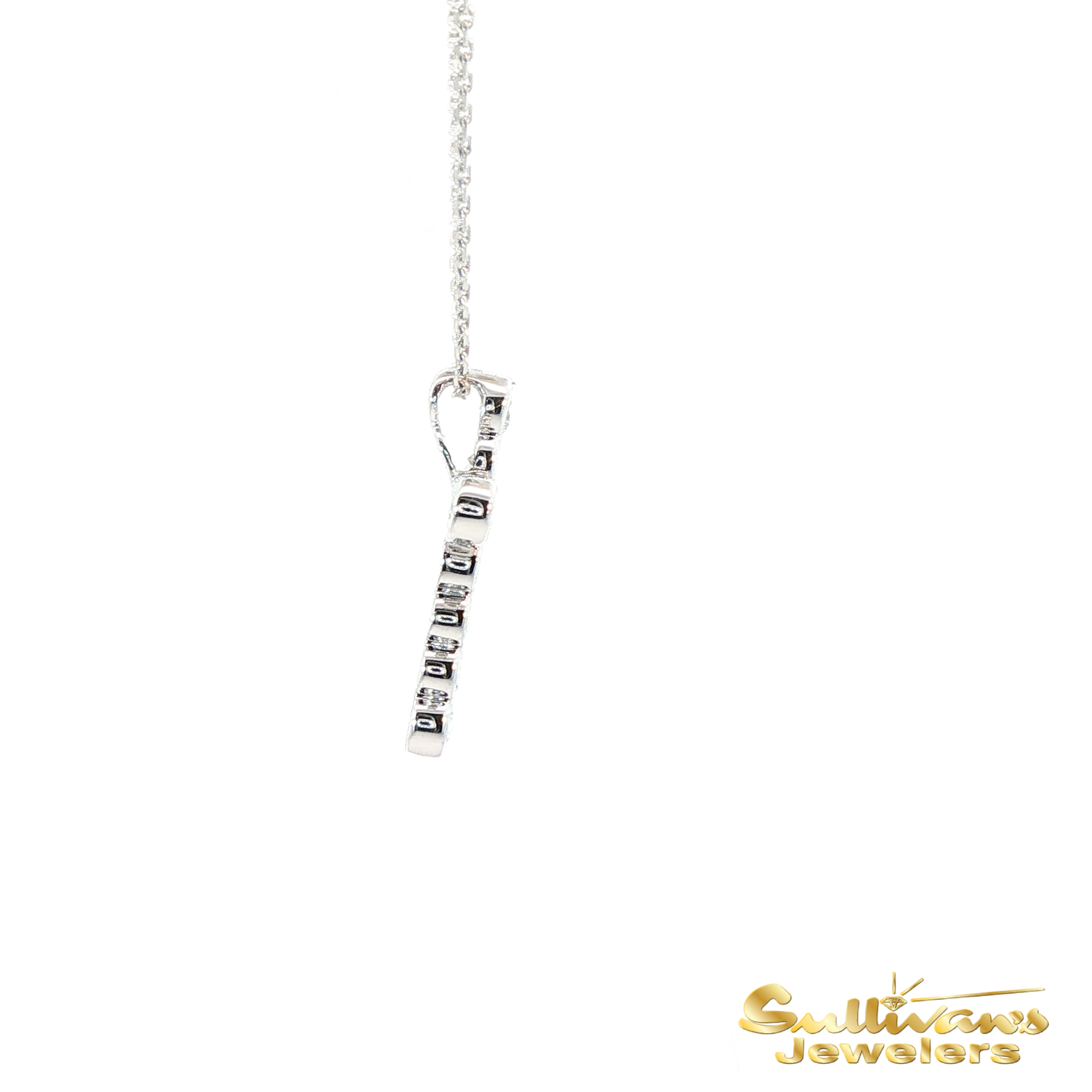 14K White Gold Diamond Cross Pendant