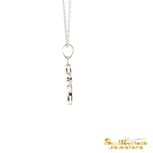 14K White Gold Diamond Cross Pendant