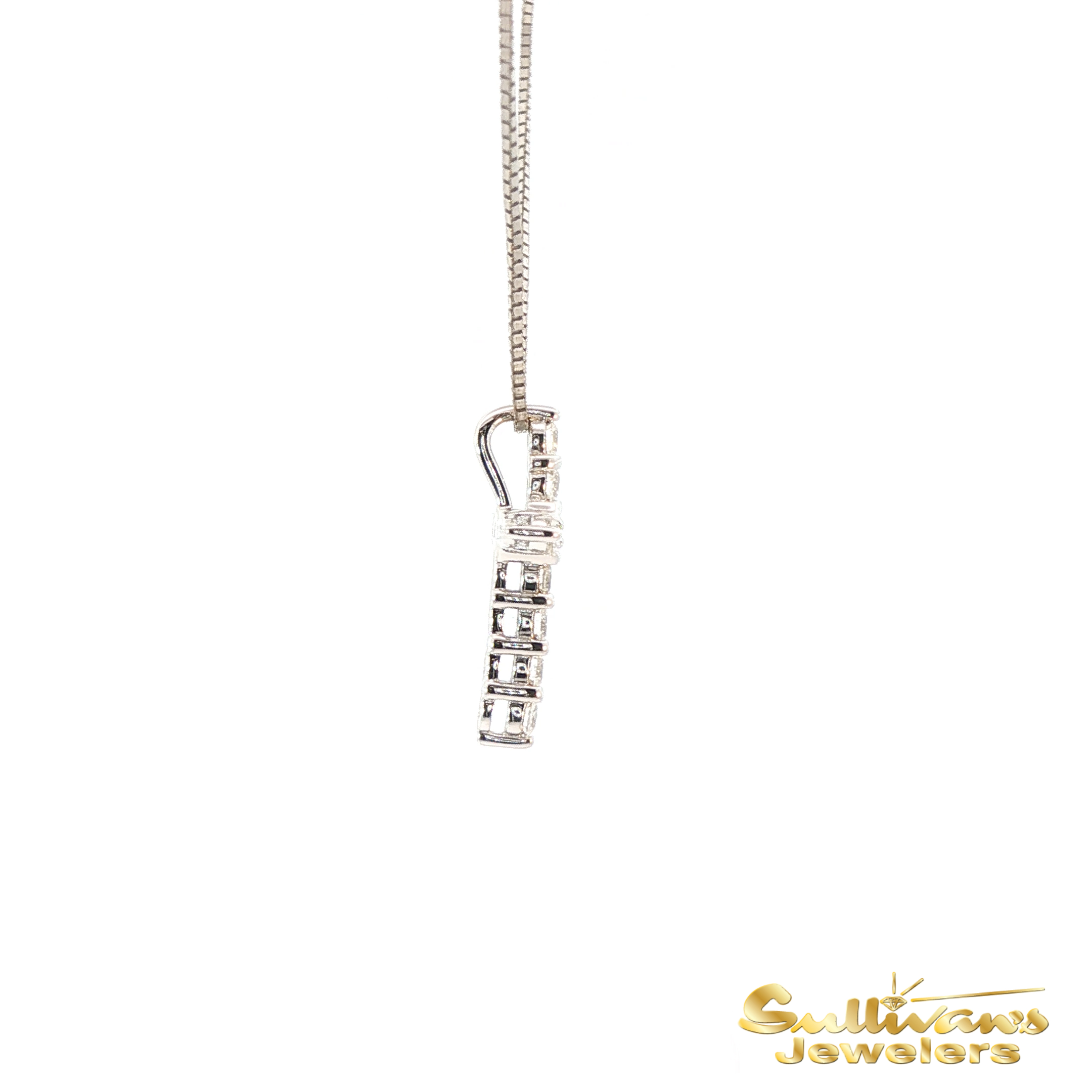 14K White Gold Diamond Cross Pendant