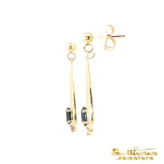 14K Yellow Gold Sapphire Dangle Earrings