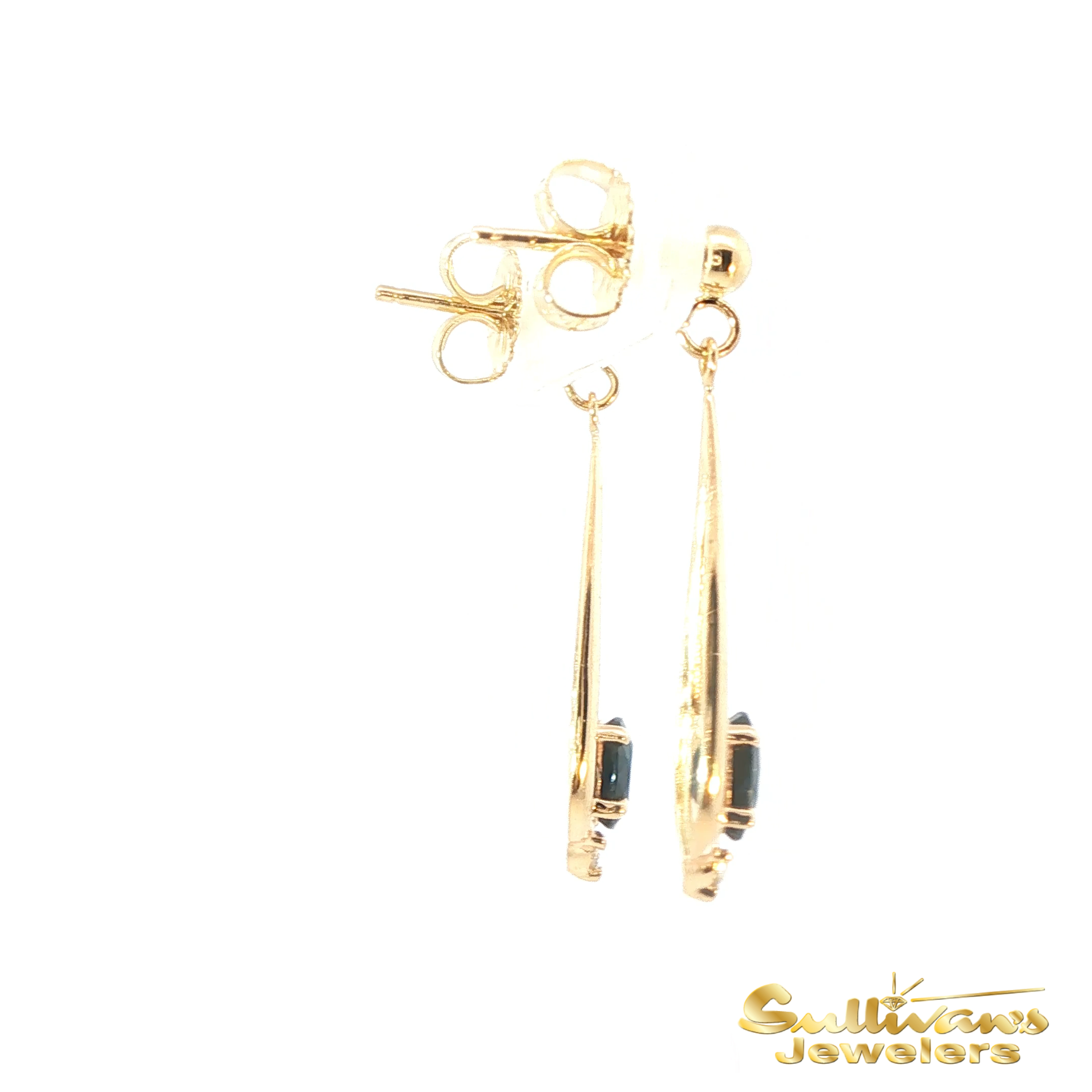 14K Yellow Gold Sapphire Dangle Earrings