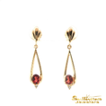 Load image into Gallery viewer, 14K Yellow Gold Garnet Dangle Earrings
