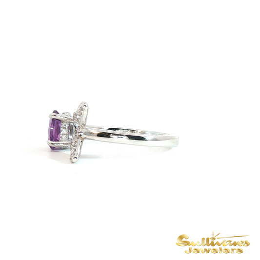 Sterling Silver Butterfly Candlelighters Amethyst Ring
