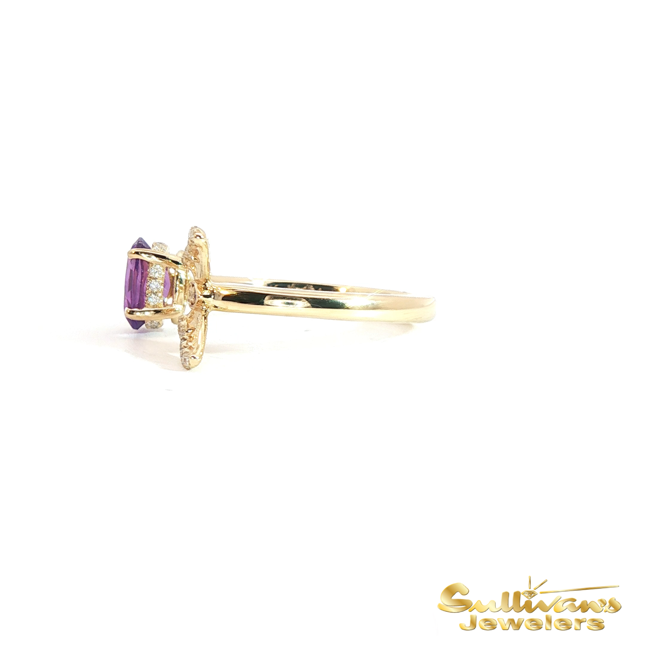 14K Yellow Gold Butterfly Candlelighters Amethyst Ring