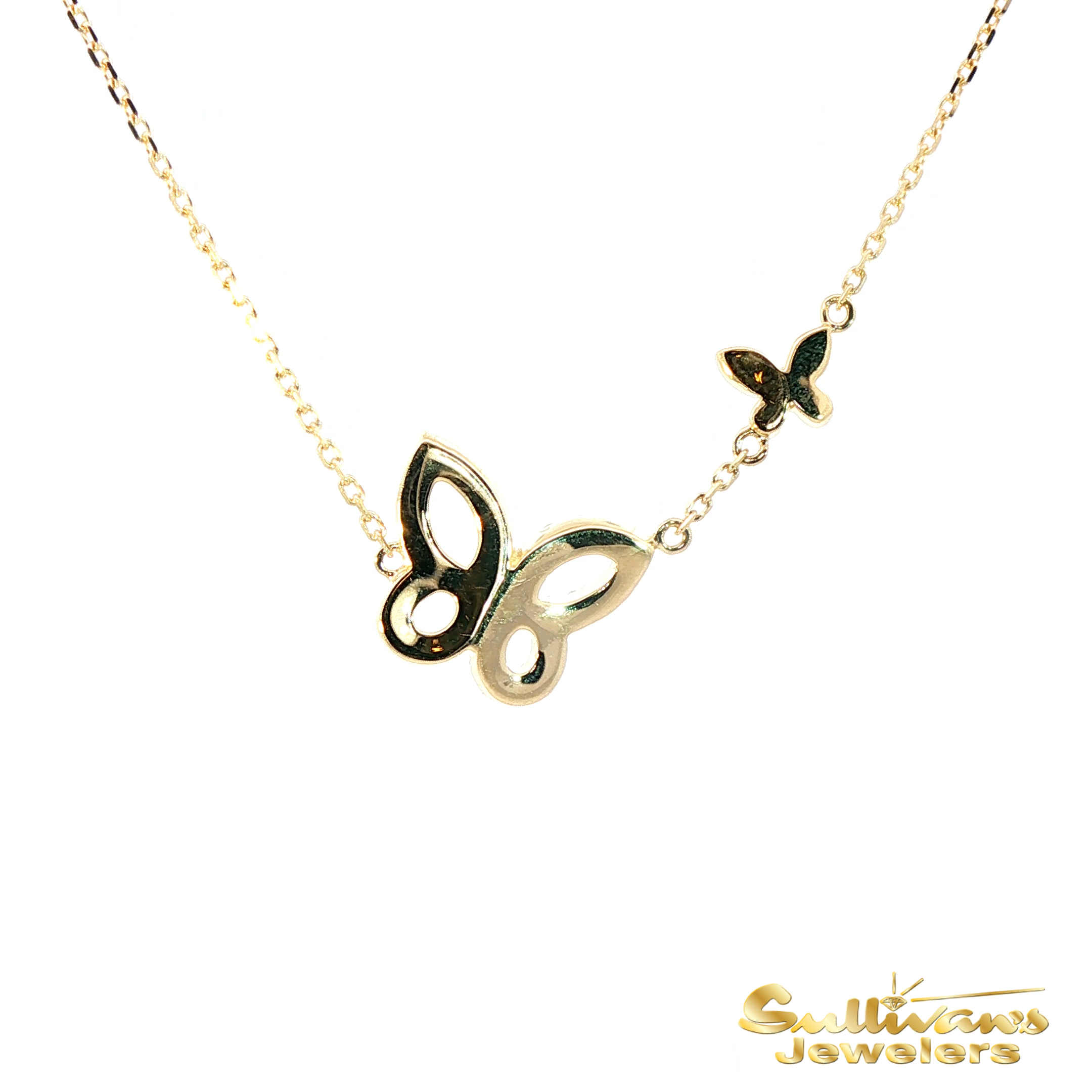 10K Yellow Gold New Life Mission Butterfly Diamond Necklace