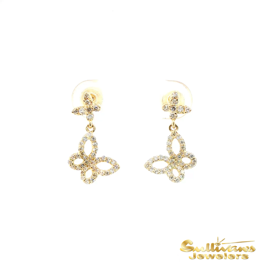 10K Yellow Gold New Life Mission Butterfly Diamond Earrings