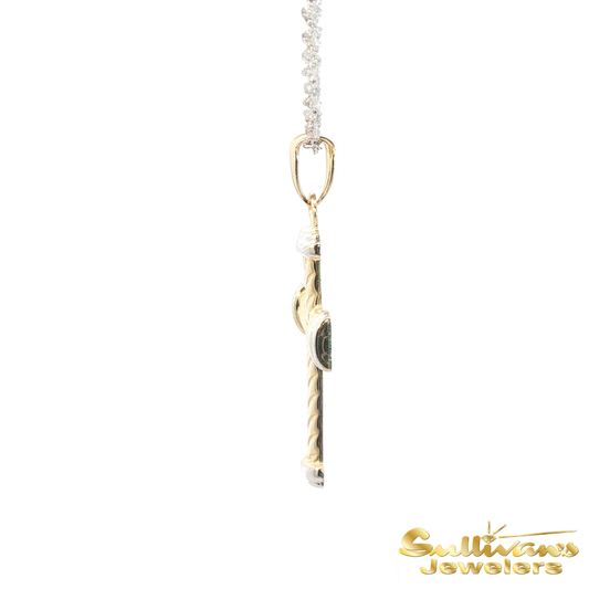 14K Two-Tone Cross Rope Pendant