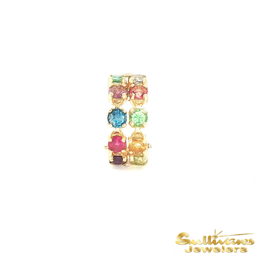 18K Yellow Gold Multistone Earring Cuff